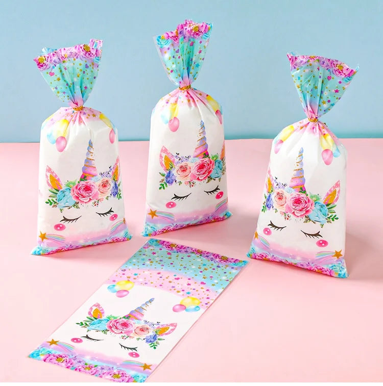 25/50/100pcs Unicorn Candy Bags Gift Packing Bags Birthday Party Decor Gift Bag for Guest Girl Birthday Supplies Baby Shower