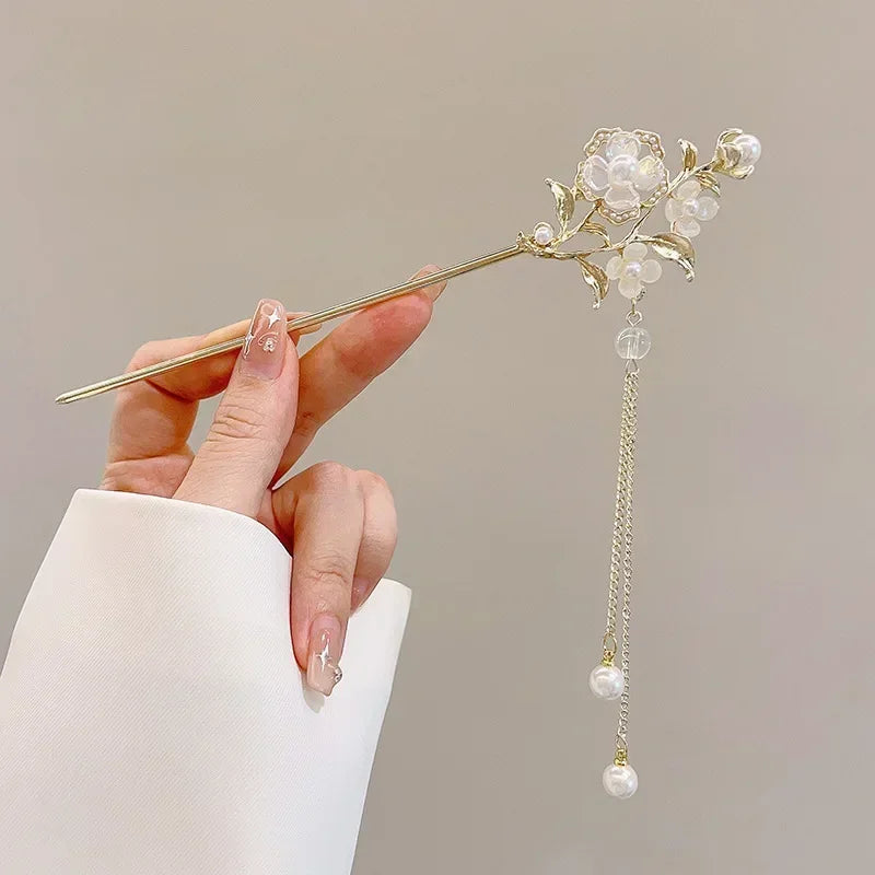 Retro Antique Tassel Phoenix Student Pearl Rhinestone Butterfly Hair Stick Jewelry Wedding Hair Accessories Charm Metal Hairpins