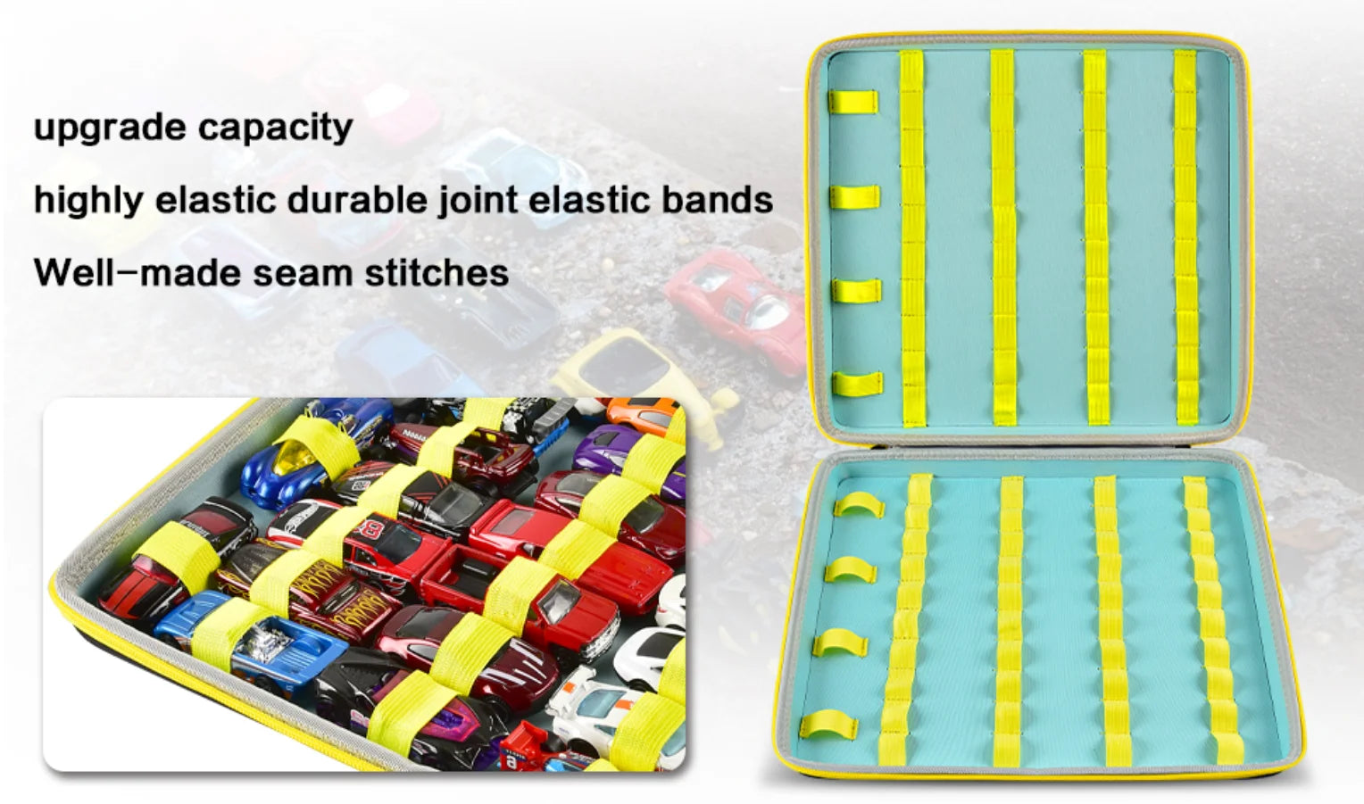 Toy Storage Organizer Case Compatible with Hot Wheels Car, Matchbox Cars, Portable， Fit for 88 Toys Car (Box Only)