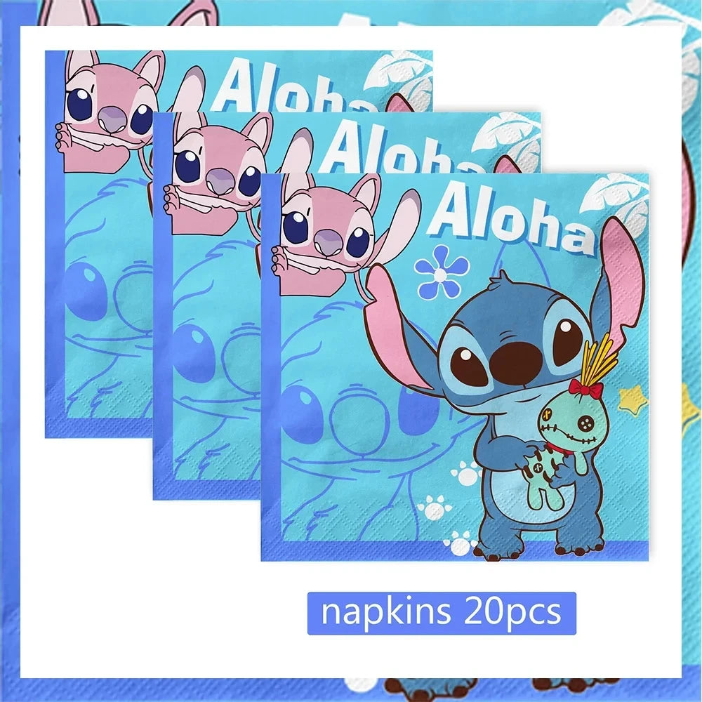 Lilo & Stitch Birthday Party Decorations Stitch Foil Balloons Disposable Tableware Set Backdrop Plate Napkin Kids Party Supplies