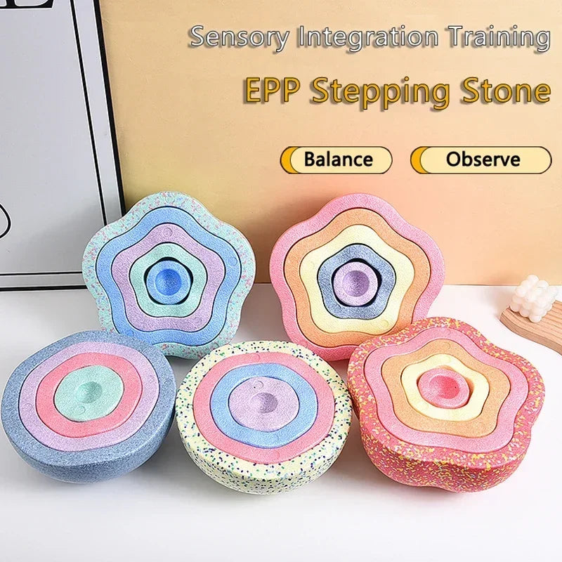 Children's Balance Training Foam Step Sensory Tube Assisted Outdoor Games Stacking Stones Flower Balance Sports Baby Toys Gifts