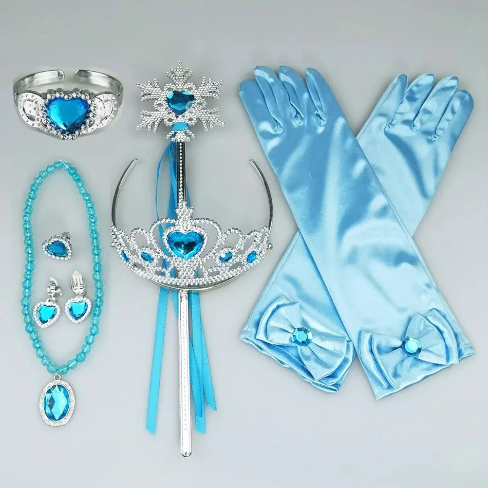 Girls Pink Cosplay Aurora Princess Crown Magic Wand Costume Headband Party Rhinestone Hair Bands For Kids Hairband Gifts Toys