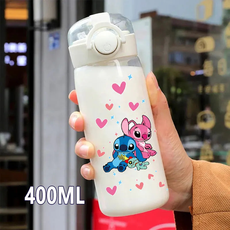 Lilo&Stitch 560/600/400ML Water Cup Children Portable Plastic Transparent Straw Stitch Outdoor Large Capacity Sport Water Bottle