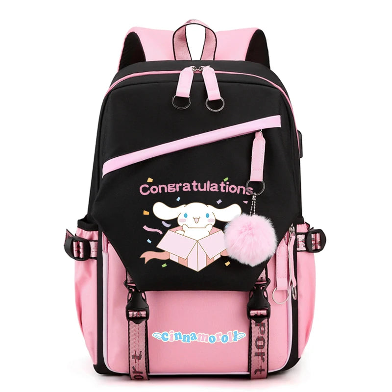 Sanrio Kuromi Cinnamoroll Backpack Teenager Student Rucksack Girl Boy Kids Anime Knapsack Women Cute Cartoon Bag Travel Mochilas
