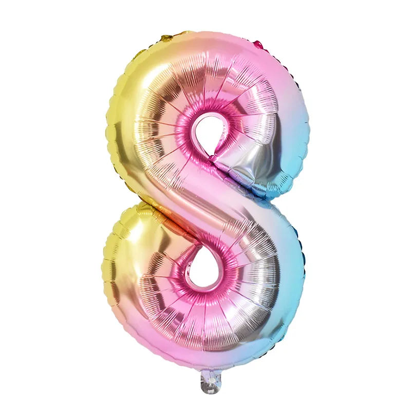 1Set Rainbow Unicorn Balloon 32 inch Number Foil Balloons 1st Kids Unicorn Theme Birthday Party Decorations Baby Shower Globos