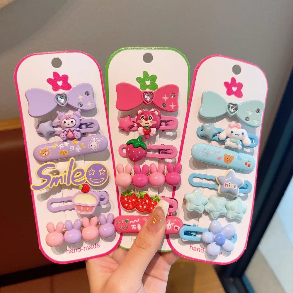 Sanrio Hello Kitty Hairpin Cartoon Anime Cute Pom Pom Purin Children BB Clip Fashion Charm Hair Accessories Girls Holiday Gifts