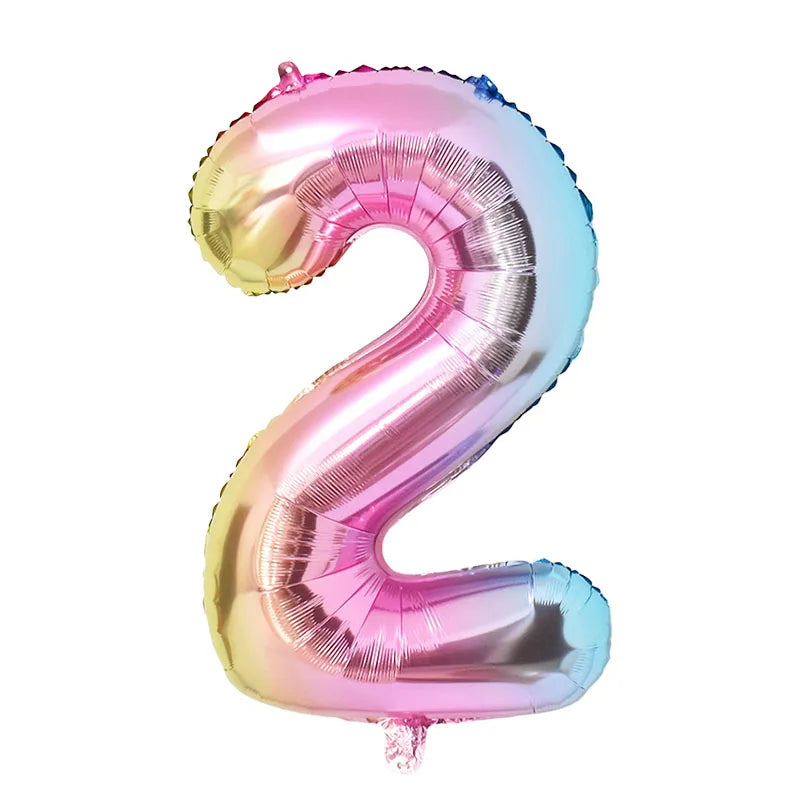 1Set Rainbow Unicorn Balloon 32 inch Number Foil Balloons 1st Kids Unicorn Theme Birthday Party Decorations Baby Shower Globos