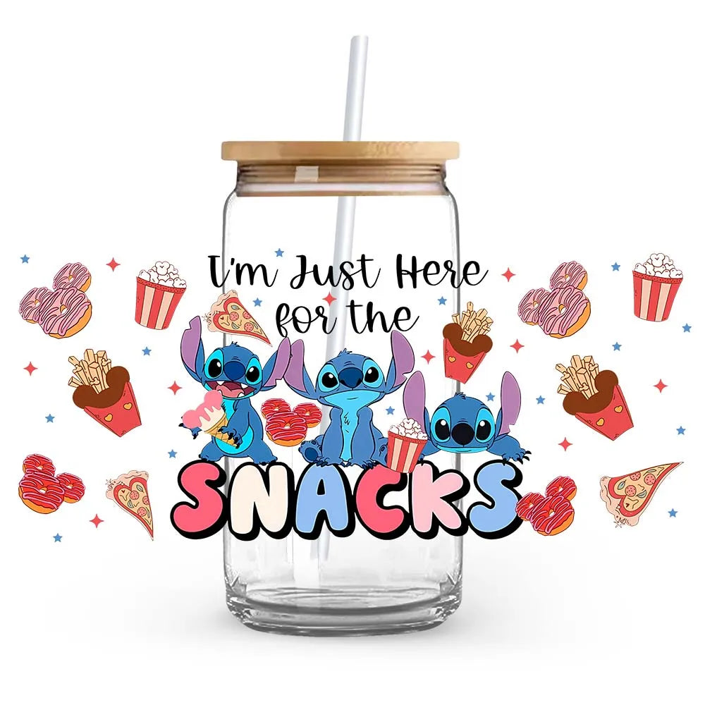 Stitch Christmas Love Sweet Glass Cup Decals Cup Wrap Sticker UV DTF Long-Lasting Adhesive Labels DIY Sticker Kits for Drinkware