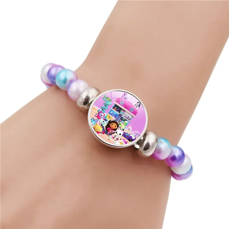 Gabby Dollhouse Bracelet Fashion Beaded Wristband Cartoon Anime Jewelry Accessories Kids Girls Boys Birthday Baby Shower Gifts
