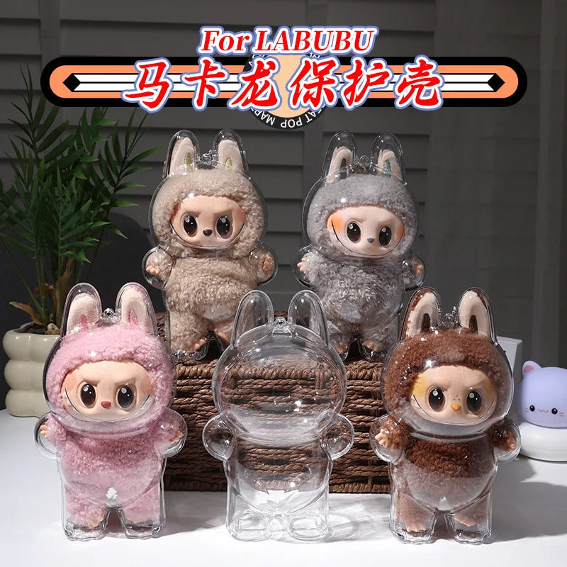 Transparent Protective Cover for Labubu Monster Toy Elf Doll Cover Storage Box Cute Elf Plushie Display Cover for Party Dolls