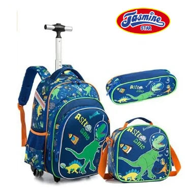 3pcs School Wheeled bag set with lunch box Kids SchooTrolley Bag wheels Wheeled backpack for boys Travel luggage Trolley Bag