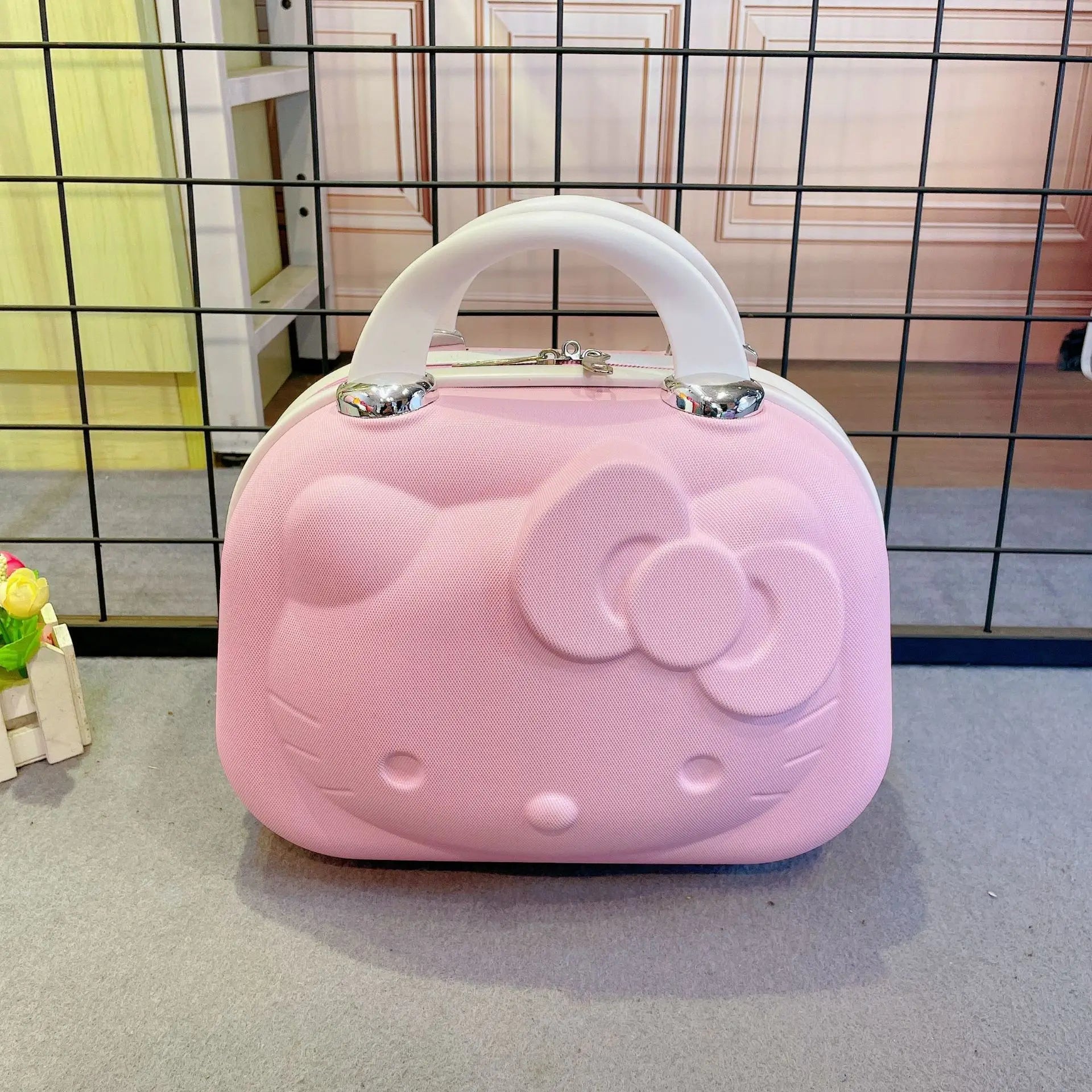 Kawaii 14 Inches Hello Kitty Cosmetic Case Sanrioed Anime Suitcase High Capacity with Lock Storage Bag Girl High End Gift Travel