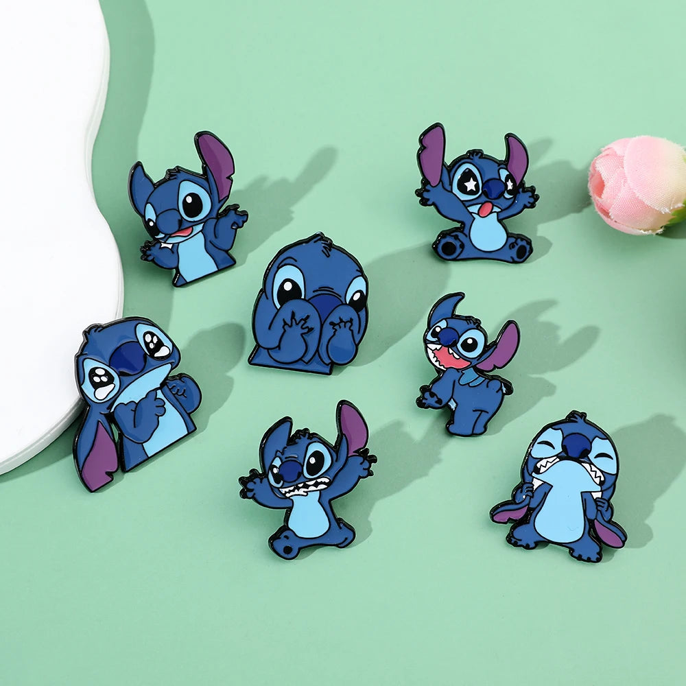 7 Pcs Creative Lilo&Stitch Brooch Personalized Stitch Enamel Pin Backpack Clothing Jewelry Metal Badge Accessories Gift
