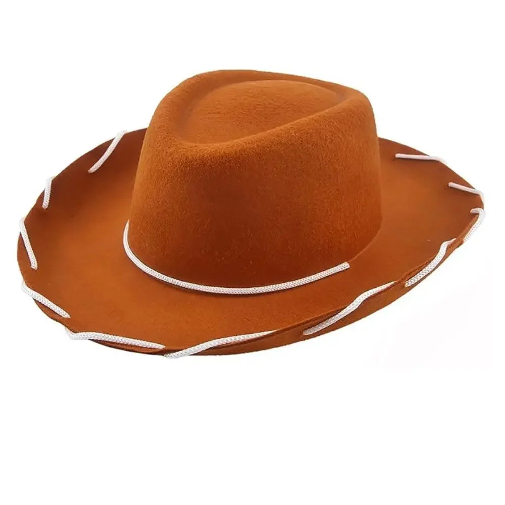Adjustable Western Big Eaves Cowboy Hat Kids Cosplay Costume Prop Dress-up Jazz Hat Felt Princess Hat Party Cowgirl Hat