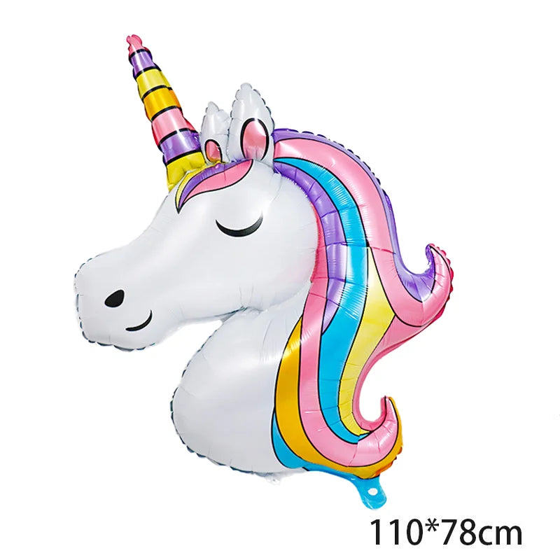 Rainbow Unicorn Foil Balloon 32inch Number Pink Star Balloons Unicorn Theme Kids Birthday Party Decorations Baby Shower Globos