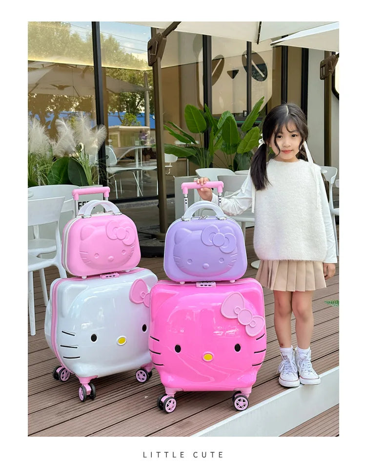 Hello Kittys Trolley Case Girls Sanrioed Universal Wheel Trolley Portable Suitcase Cartoon Travel Boarding Case Kids Toys Gift