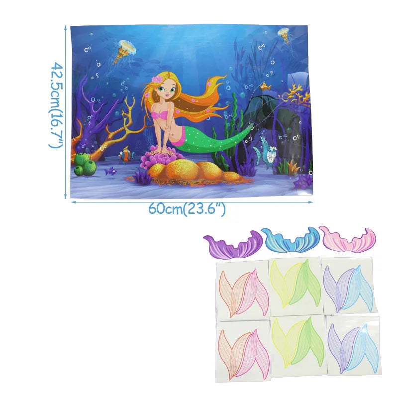 Little Mermaid Party Favors Memmaid Glasses/Tattoo Stickers/Headband/Clap Circle Toy Girls Birthday party gift Decor Baby Shower
