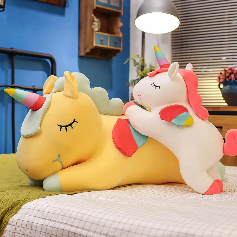 Cute Pony Plush Toy Rainbow Angel Unicorn Girl Heart Plush Doll Simulation Pony Stuffed Pillow Girlfriend Birthday Gift