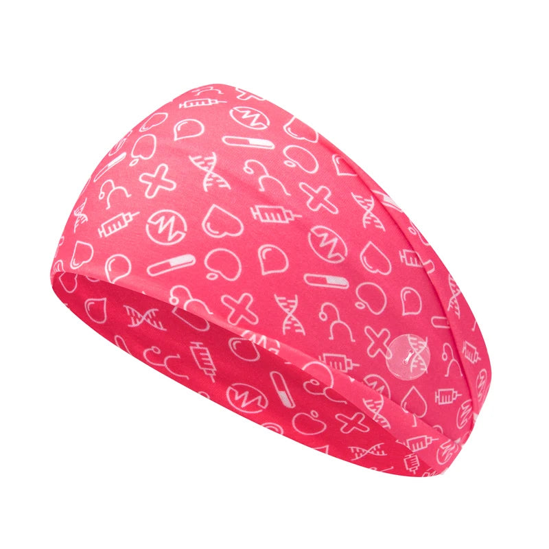 Medical Headband For Girl Buttons Hairbands Women Hair Band Printed Bandanas cute Headband Sweat -absorbing Turbans Elastic