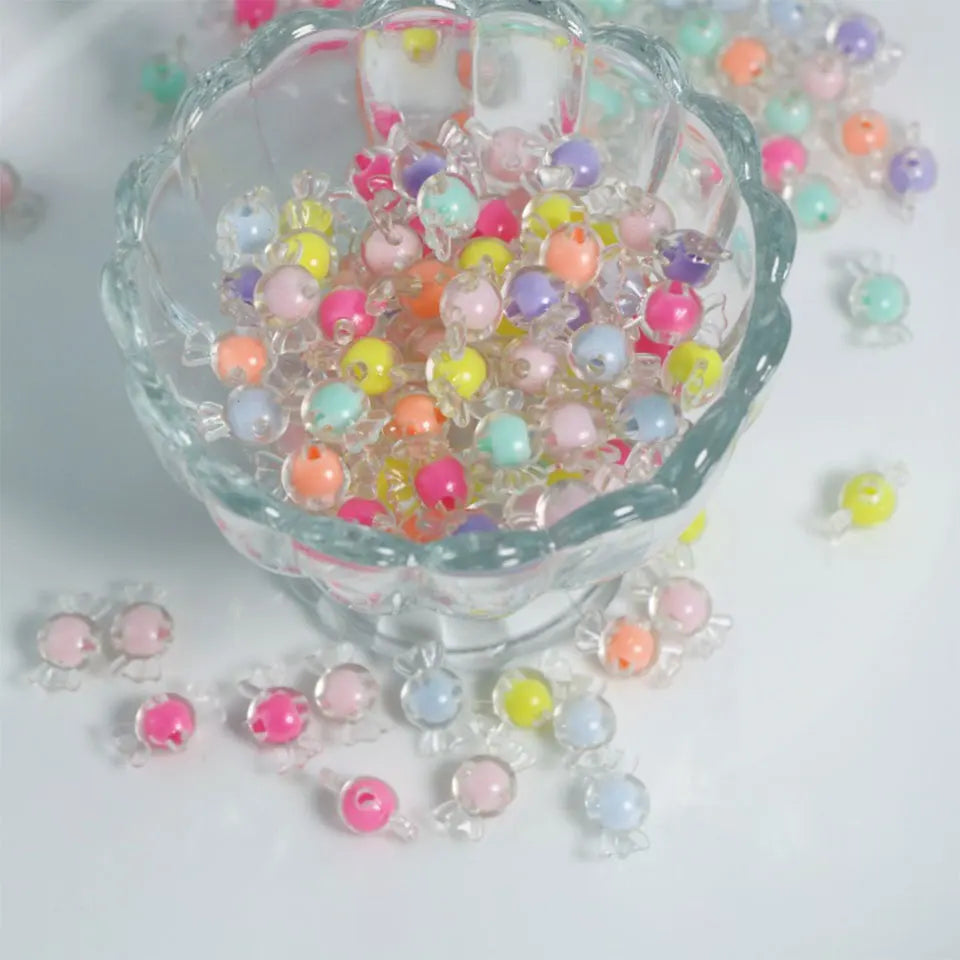 Transparent Candy Beads In Beads For Jewelry Making DIY Kids Hair Accessories Phone Chain Keychain Bracelet Pet Necklace Charms