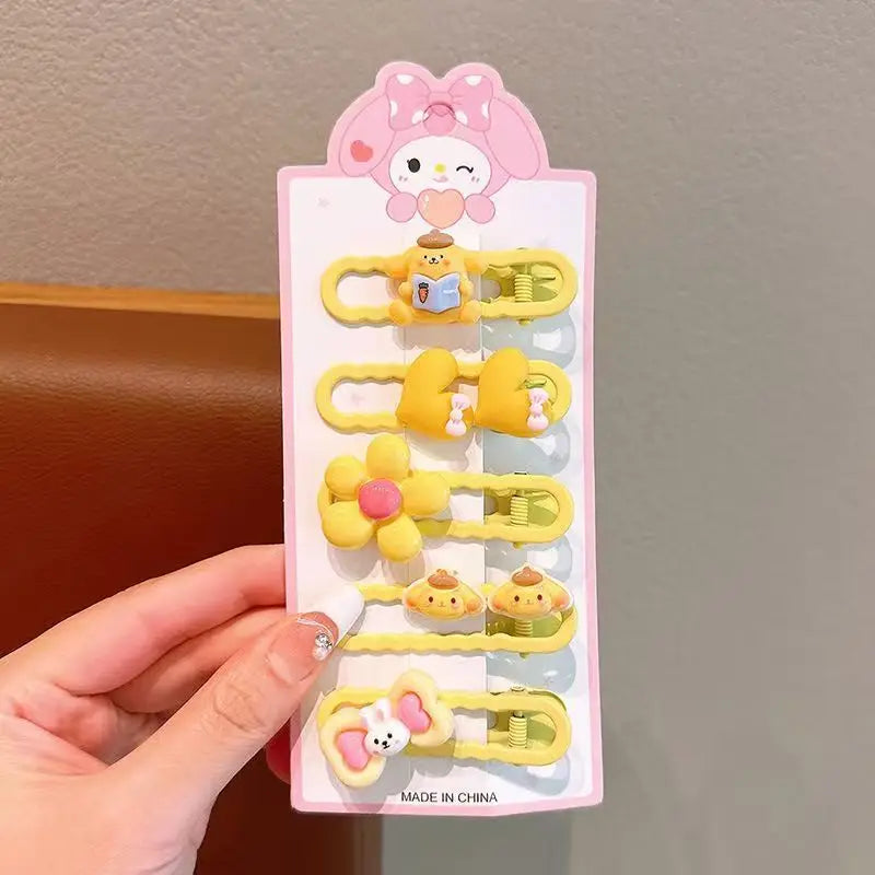 Sanrio Kids Hair Clips Set Cartoon Barrettes for Girls Soft Hairpins with 3D Charm Non-Slip Side Bangs Clips Hair Accessories