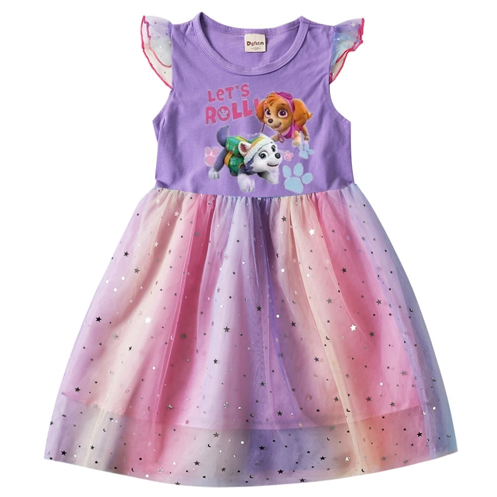 Children's Princess Dresses Girl Birthday Clothing Girls Cartoon PAW PATROL Dress Summer Cute Casual Kids Clothing Top Tee