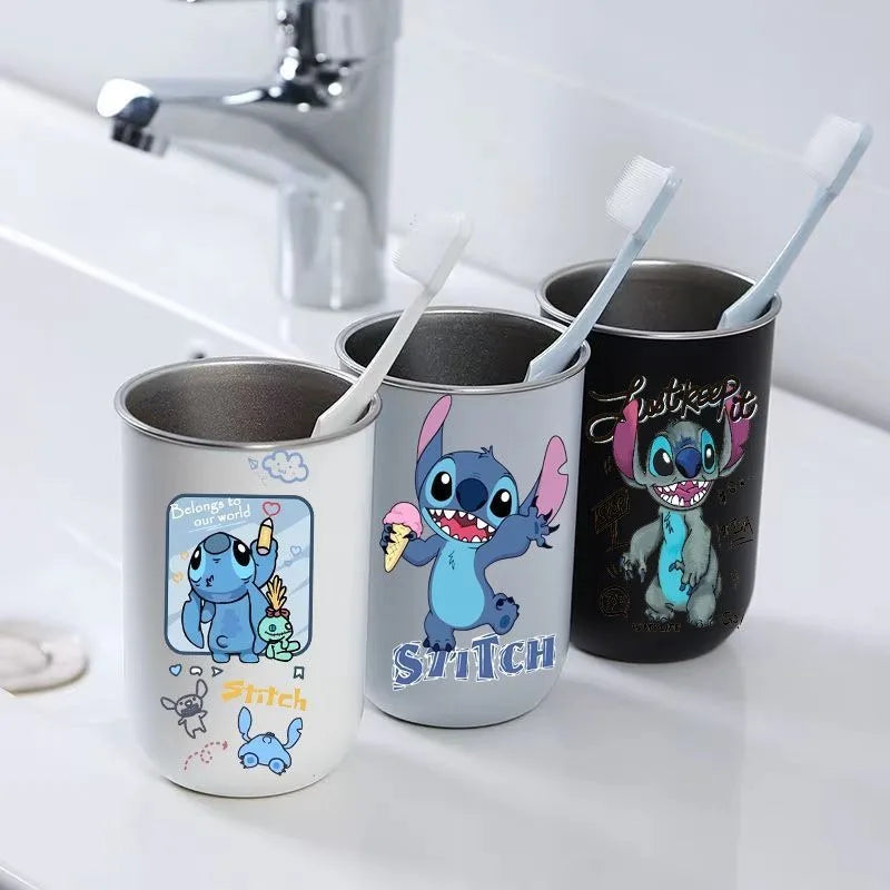 New Lilo & Stitch Cartoon Animation Creative Stainless Steel Mouthwash Cup Fashionable Personality High-Looking Toothbrush Cup