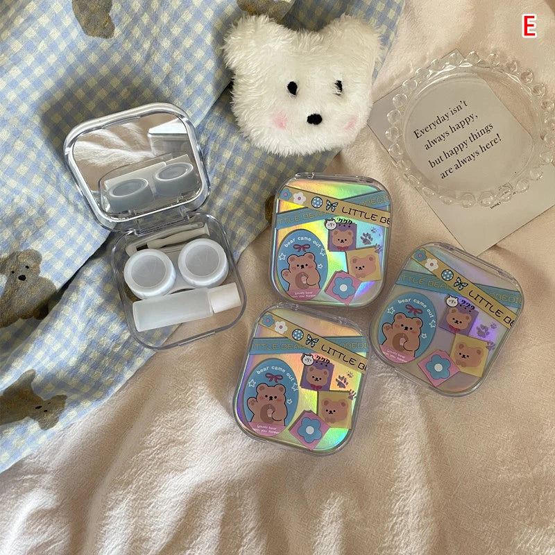 1pcs Cute Mini Contact Lenses Case Kit For Girls Travel Portable Contact Lens Box Contact Lens Storage Container
