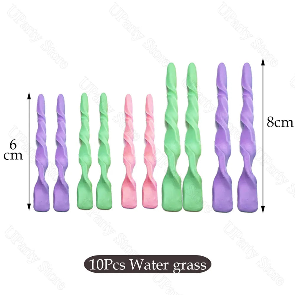 Mermail Cake Decoration Glitter Blue Pink Purple Soft Ceramic Mermail Tail Cake Toppers for Girls Birthday Baby Shower Party Dec