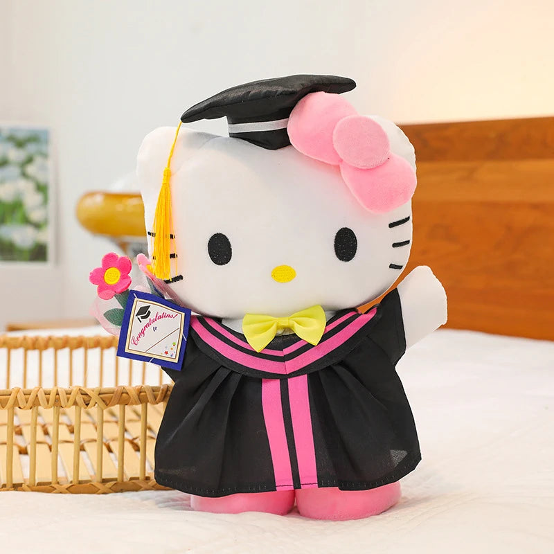 25cm Sanrio Stitch Hello Kitty Graduation Plush Toys Pochacco Soft Tuffed Animals Christmas Birthday Christmas Graduation Gifts