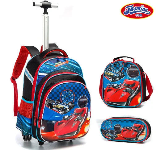 3pcs School Wheeled bag set with lunch box Kids SchooTrolley Bag wheels Wheeled backpack for boys Travel luggage Trolley Bag