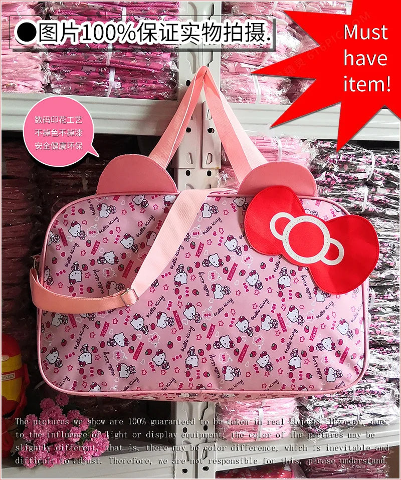 Sanrio Oxford cloth messenger bag hello kitty cartoon travel luggage storage bag girl shoulder bag gym handbag