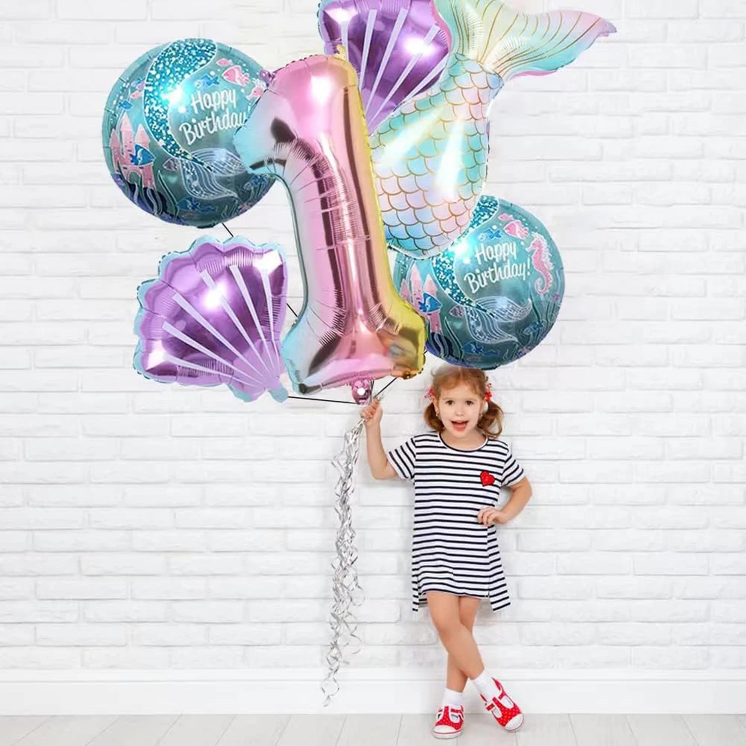 Mermaid Balloon 32 inch Digital Aluminum Foil Balloon Children's Birthday Party Decoration Baby Shower Decoration