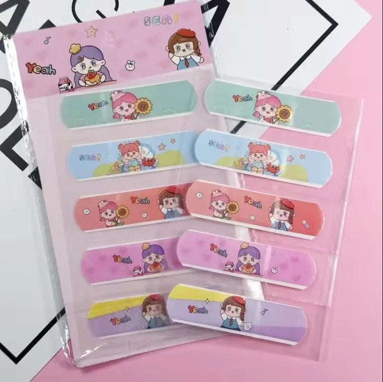 5pcs Cute Cartoon Waterproof Breathable Bandages for Girls Anti Blister Ins Style Adhesive Wound Care Plasters Baby Bandage