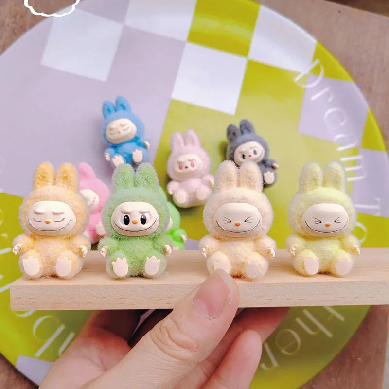 Cartoon Labubu Series Mini Flocking Exquisite Cute Doll Gift Diy Pendant Accessories Decoration Kawaii Toys Gift