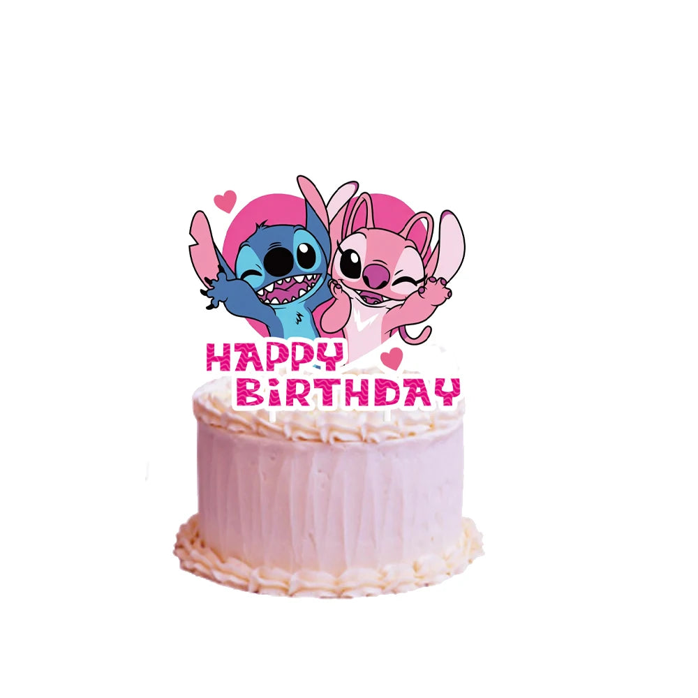 Pink Lilo & Stitch Angel Birthday Party Supply Disposable Tableware Paper Cups Plate Girls birthday party Baby Shower Decoration
