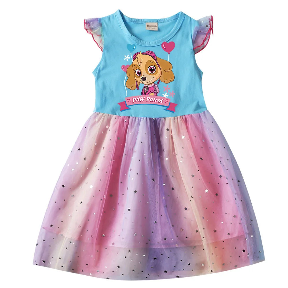 Children's Princess Dresses Girl Birthday Clothing Girls Cartoon PAW PATROL Dress Summer Cute Casual Kids Clothing Top Tee