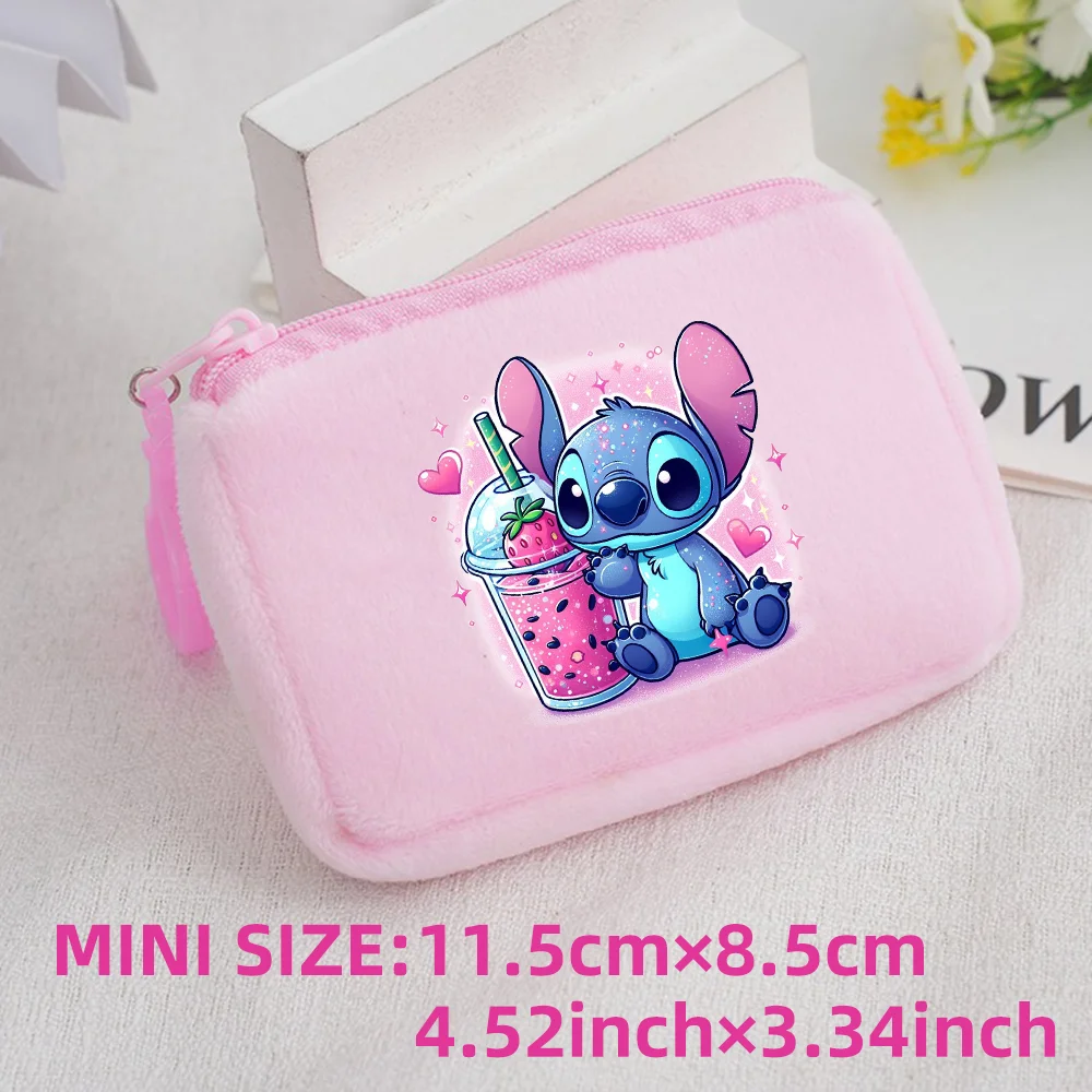 Lilo Stitch Kids Anime Plush Coin Purse Girls Boys Cute Mini Wallet Cartoon Moneybag Kids Storage Bag Pendant Birthday Gifts