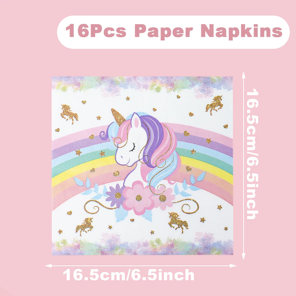 Rainbow Unicorn Disposable Tableware Happy 1st Birthday Party Decorations Kids Favors Gifts Unicorn Baby Shower Girls Supplies