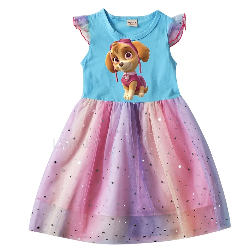 Children's Princess Dresses Girl Birthday Clothing Girls Cartoon PAW PATROL Dress Summer Cute Casual Kids Clothing Top Tee