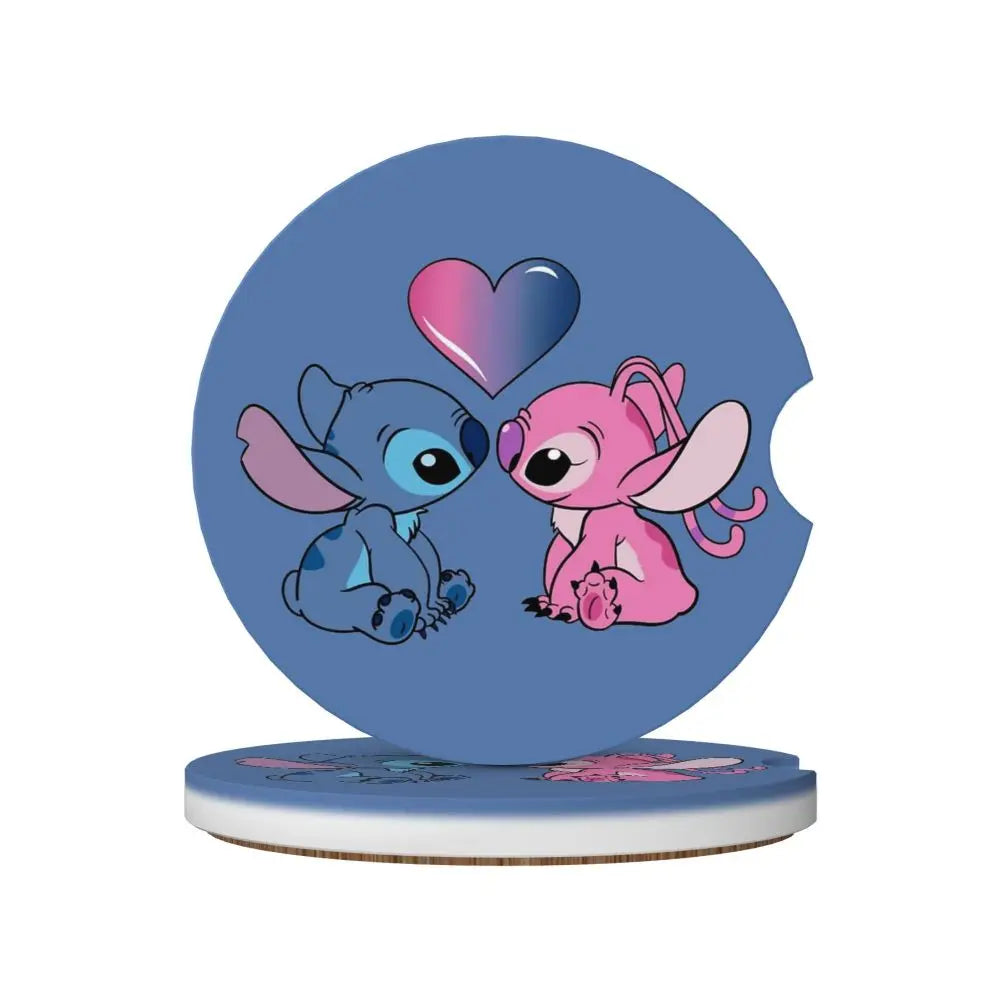 Kawaii Stitch Cartoon Car Cup Coaster 2PCS Universal Cup Holders Embedded in Ornaments Coaster Car Interior Accessories