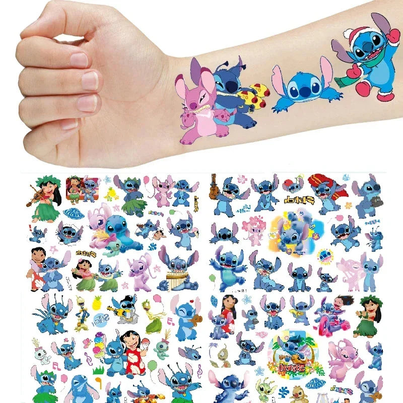 New Kawaii Lilo & Stitch Anime Tattoo Stickers - DIY Decals for Birthday Party Decor, Perfect as Cartoon Children's Toy Gifts