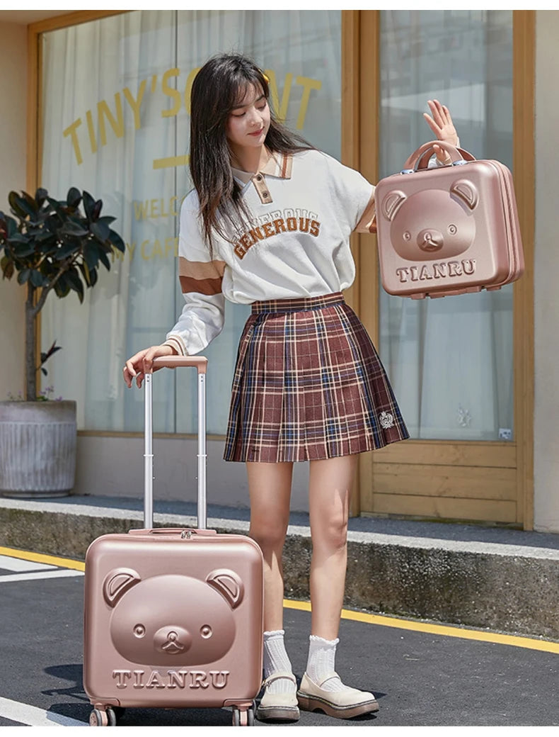 Hot!New Kids cartoon suitcase with handbag 20 inch girls trolley suitcase Travel luggage boys fashion rolling luggage