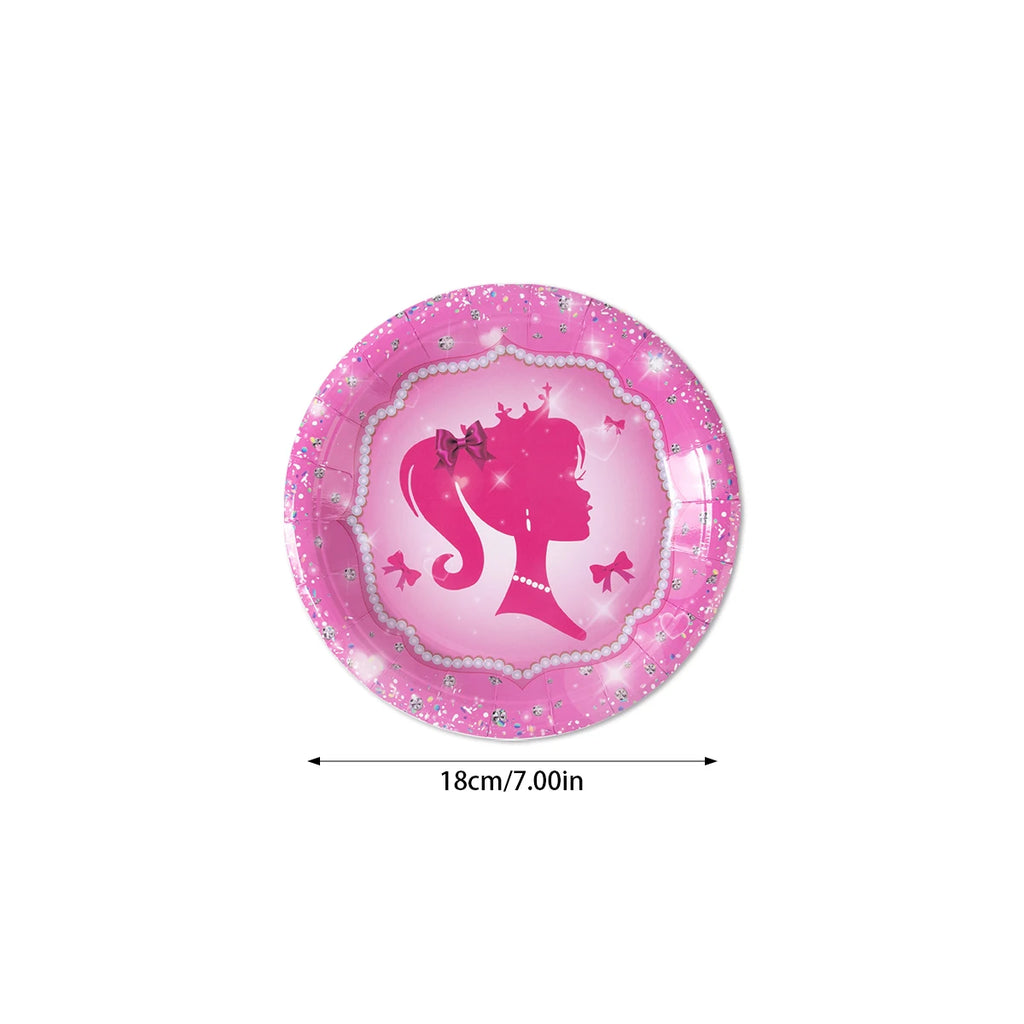 Princess Birthday Party Tableware Pink Paper Plate Cup Napkin Princess Kids Girl Birthday Party Decor Baby Shower Supplies