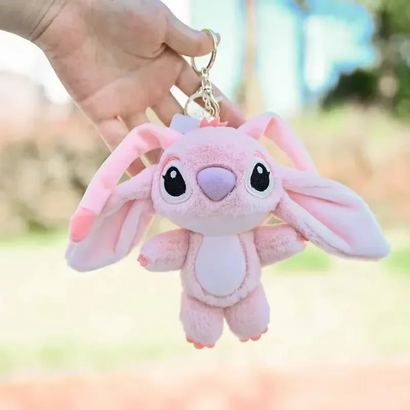 Kawaii Stitch Plush Keychain Toy Lovely Lilo & Stitch Doll Angel Plushies Cute Stuffed Bag Pendant Girls Birthday Gift