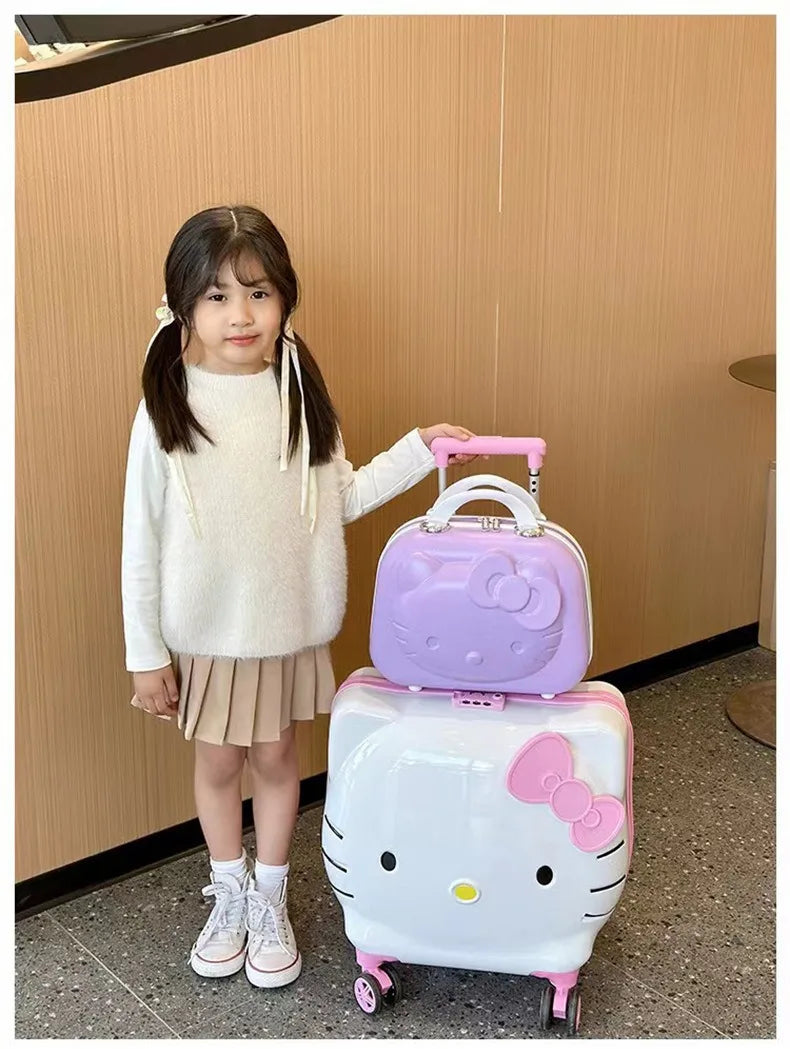 New Hello Kitty 14/20 Inch Cartoon Travel With Lock Trolley Box Cute Suitcase Makeup Case Large-capacity Storage Box Girls Gifts