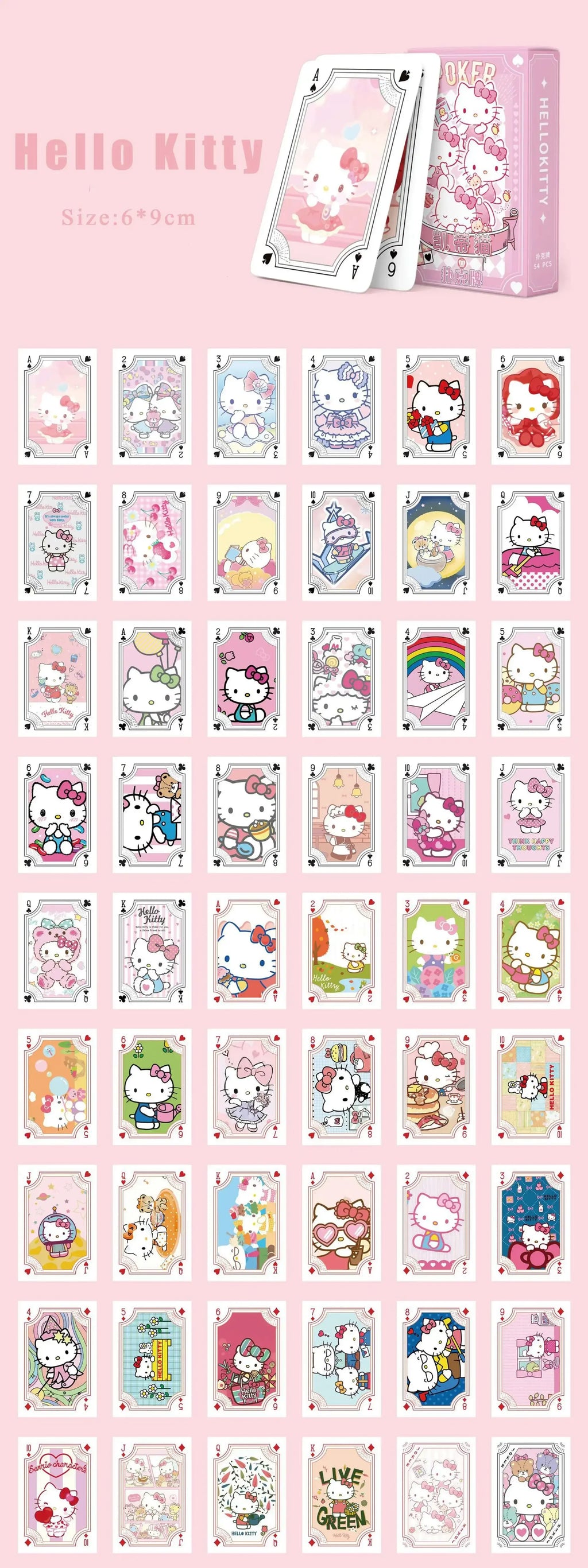 Kawaii Sanrio Poker Playing Cards Board Games Cartoon Hello Kitty Kuromi Cinnamoroll Melody Pompompurin Kids Toys Deck Card Gift