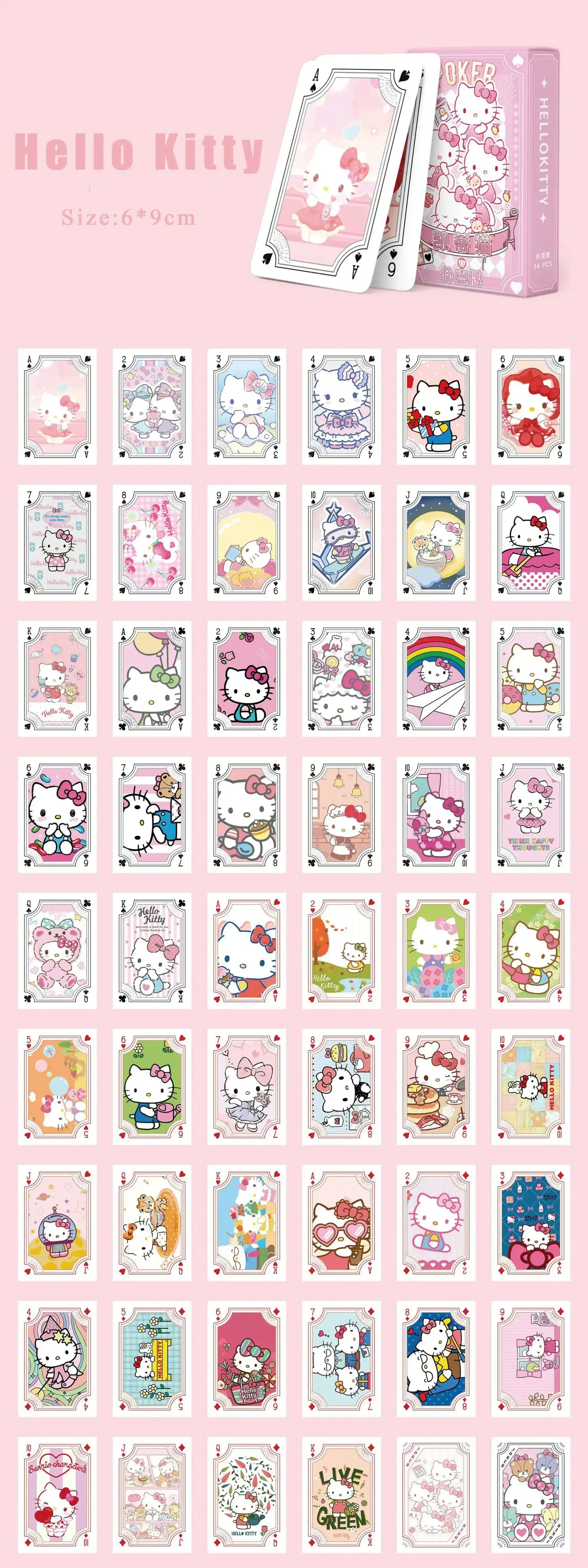 Kawaii Sanrio Poker Playing Cards Board Games Cartoon Hello Kitty Kuromi Cinnamoroll Melody Pompompurin Kids Toys Deck Card Gift