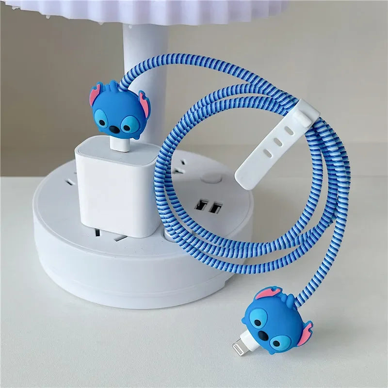 New Cartoon Charger Cable Protector for IPhone 15 14 13 12 18W 20W Charger Protection Cover Stitch Data Line Winder Protective