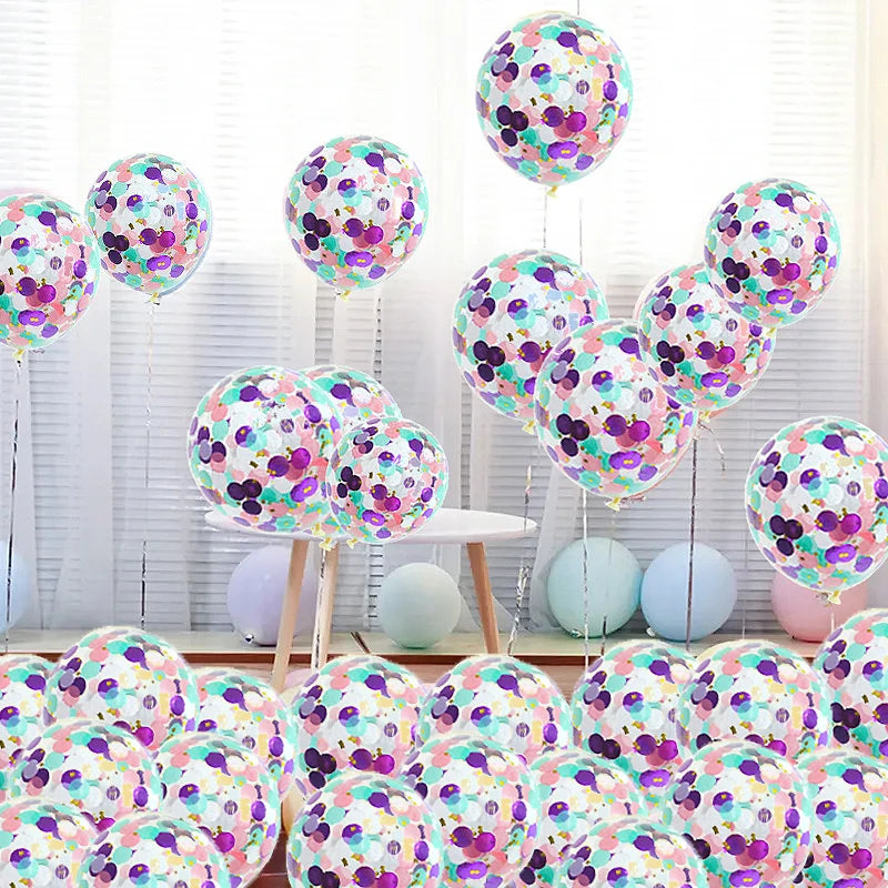 10PCS/PACK 12 inch Mermaid Theme Latex Confetti Balloons Mermaid Party Decoration Globos for Girl Mermaid Birthday Party Decor